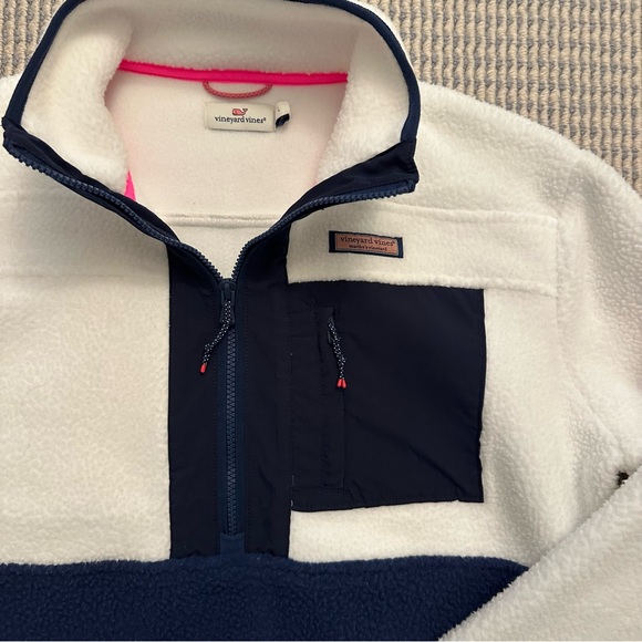 Vineyard Vines White and Blue Fleece Sweatshirt Women’s Large L - Picture 5 of 5